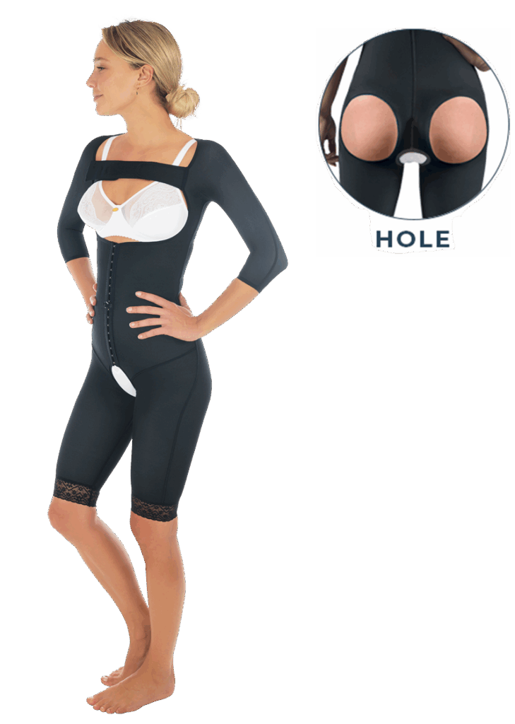 EC/016 panty bras long jusqu'au genou de couleur noir avec option hole de Medicalz